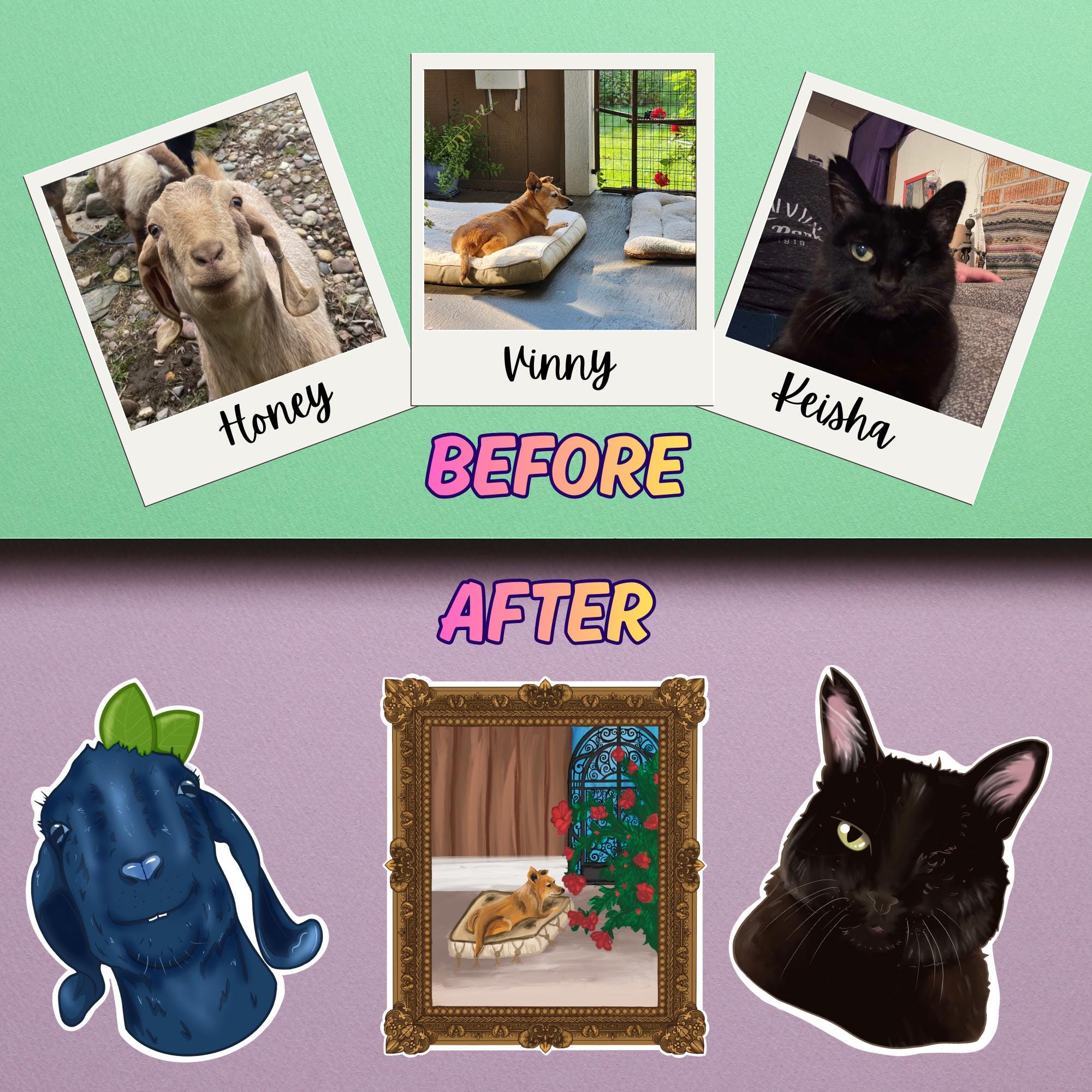 Custom Pet Sticker Pack | Personalized Pet Drawing | Custom Dog or Cat Stickers | Pet Lover Gift