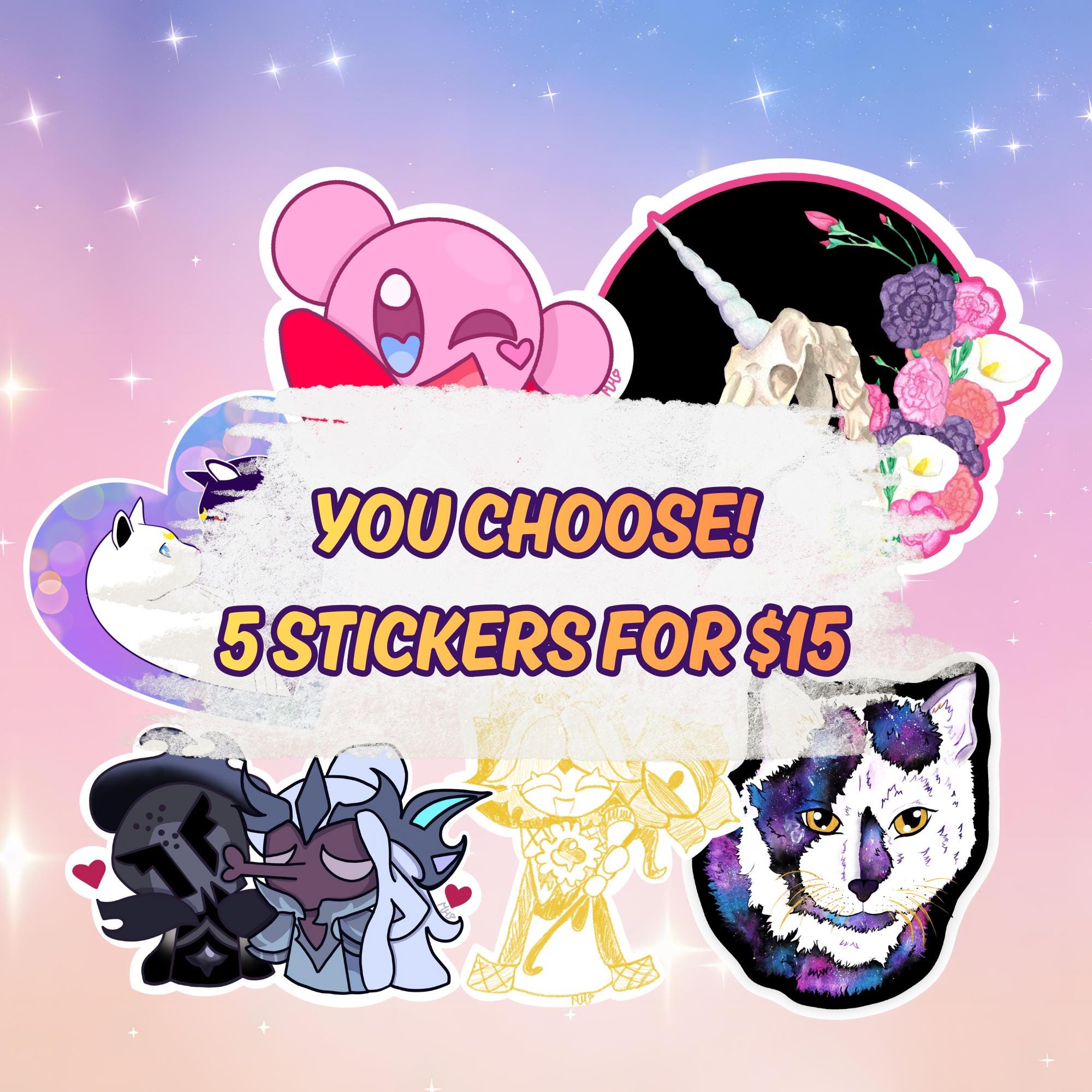 Pick 5 Sticker Bundle | Choose Your Own Stickers | Cute Kawaii Sticker Pack | Gift Sticker Set